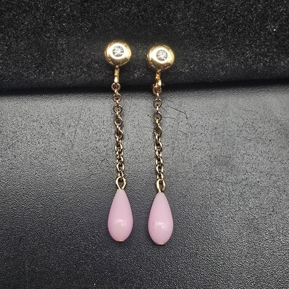 Avon 1979 Tenderdrop Earrings Clip On Gold Tone Pink Vintage Jewelry